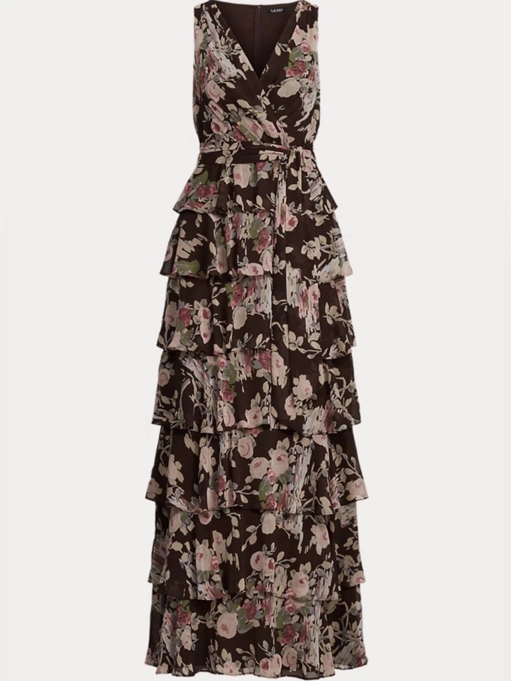 Ralph Lauren Floral Georgette Tiered Gown